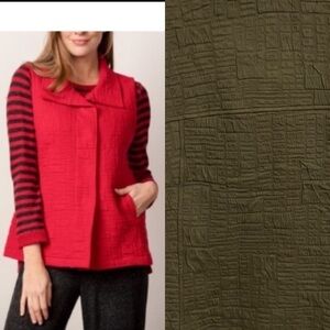 * New Habitat 53211 OLIVE Green Box Quilt Snap Vest